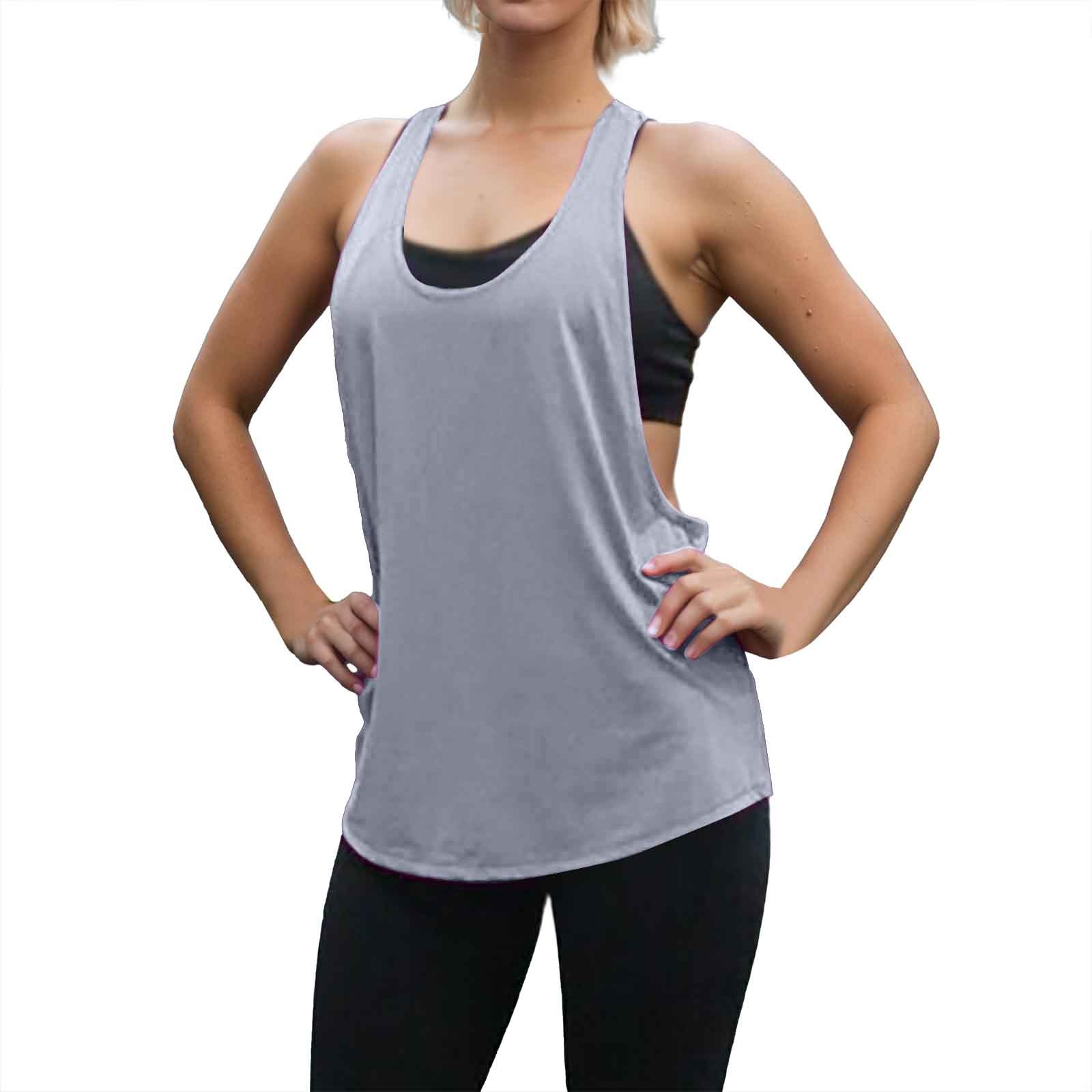 Chaleco deportivo sin mangas con cuello bajo en forma de T para mujer: top deportivo holgado de secado rápido y absorción del sudor